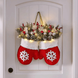 glovebloom christmas floral garland – creative glove shaped wreath for door and window decor