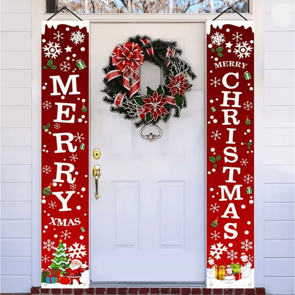 FestiveWelcome Christmas Door Banners Set For Home And Party Decoration 4