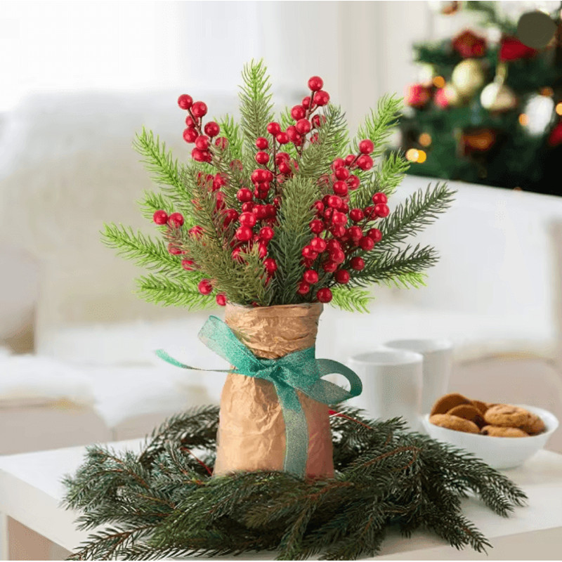 EverJoy Christmas Pine And Berry Branches Set Of 10 2