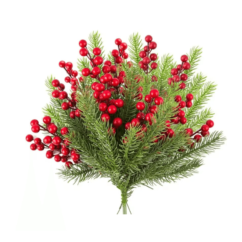 EverJoy Christmas Pine And Berry Branches Set Of 10 5