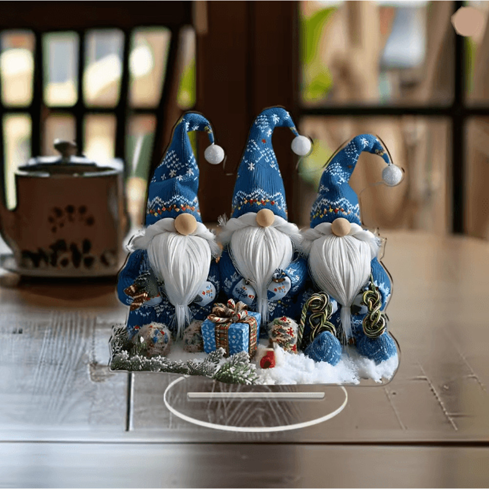 NordicGlow Acrylic Christmas Gnome Tabletop Decor Set Of 3 1