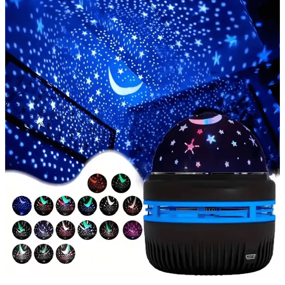 LunaGlow Rotating Starry Sky Night Light Projector Lamp 0