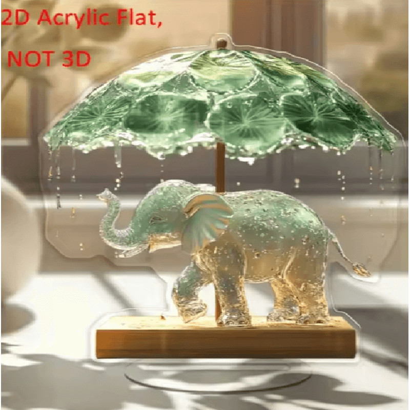 EleGrace Bohemian Elephant Figurine With Lotus Umbrella Home Decor 3