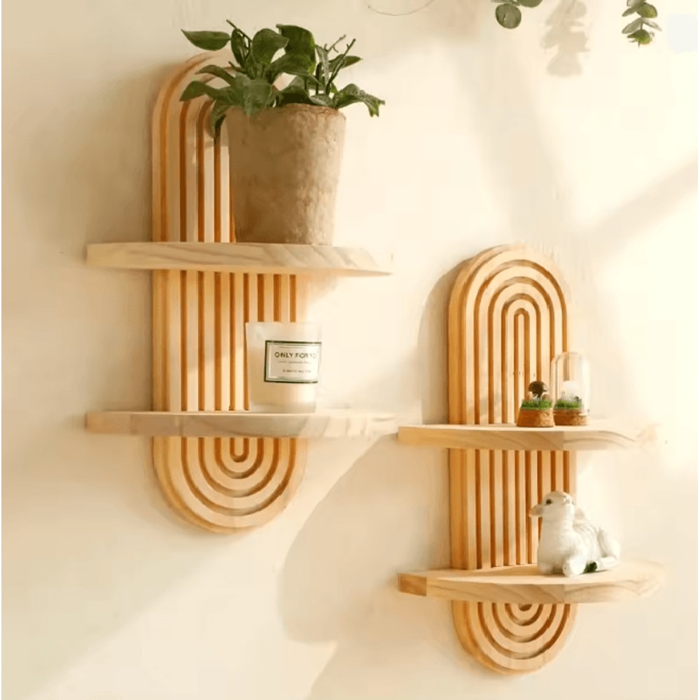 BohoWood Wall Mounted Storage Rack And Display Shelf 0