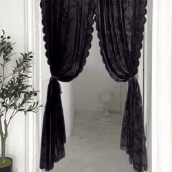 velora black floral lace sheer curtain panel
