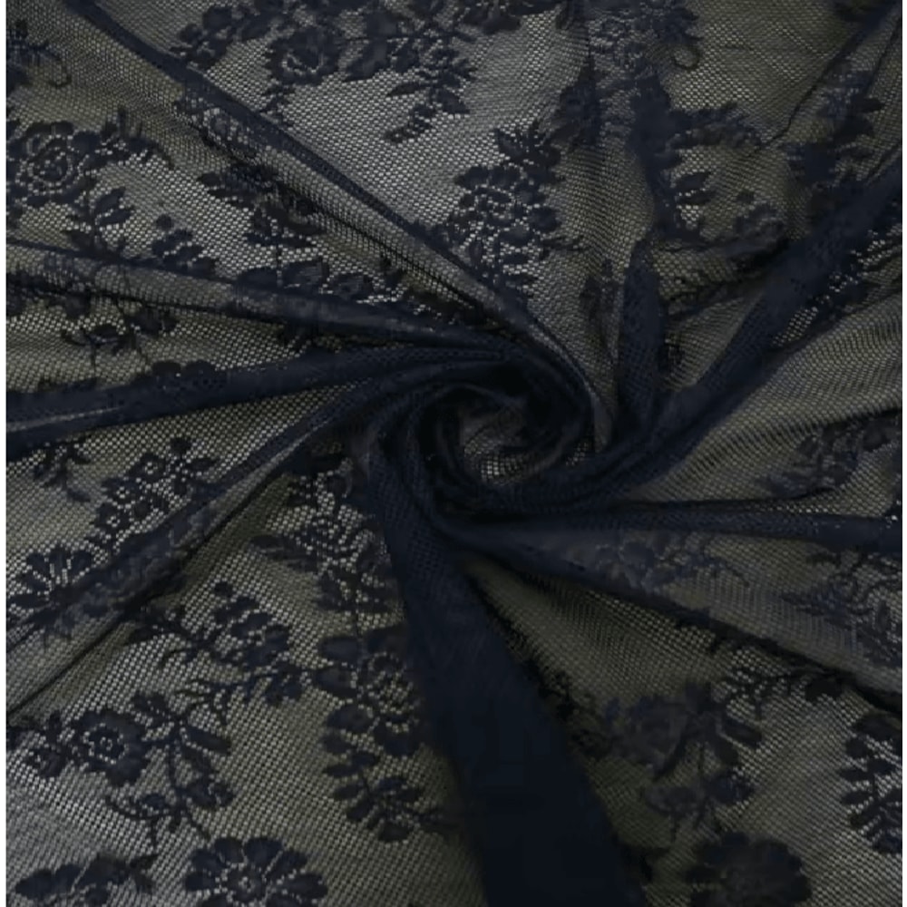 Velora Black Floral Lace Sheer Curtain Panel 2
