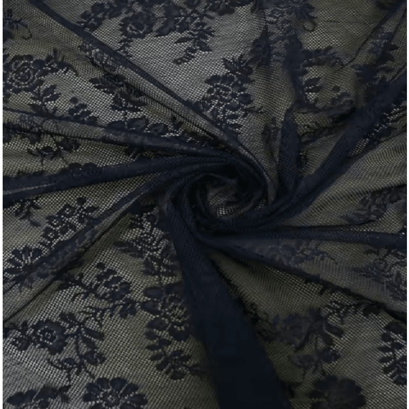 Velora Black Floral Lace Sheer Curtain Panel 2