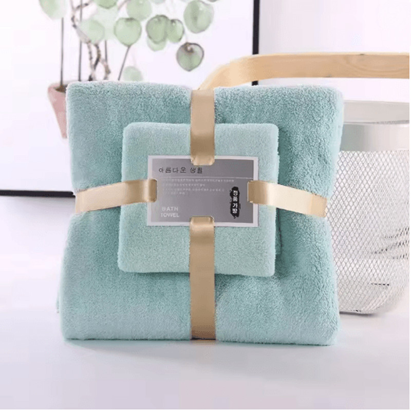 LuxeSoft Coral Velvet Bath Towel Set Super Absorbent QuickDry 2Piece Collection 5