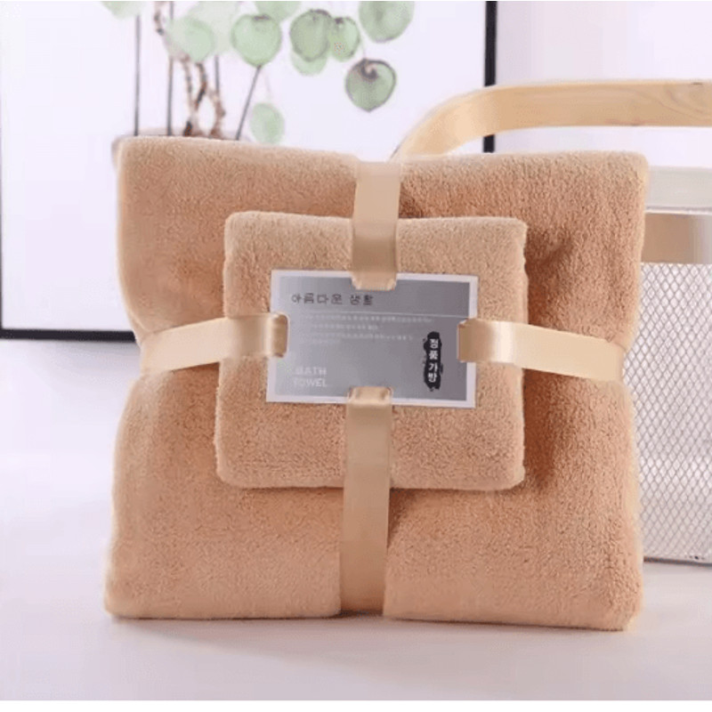 LuxeSoft Coral Velvet Bath Towel Set Super Absorbent QuickDry 2Piece Collection 4