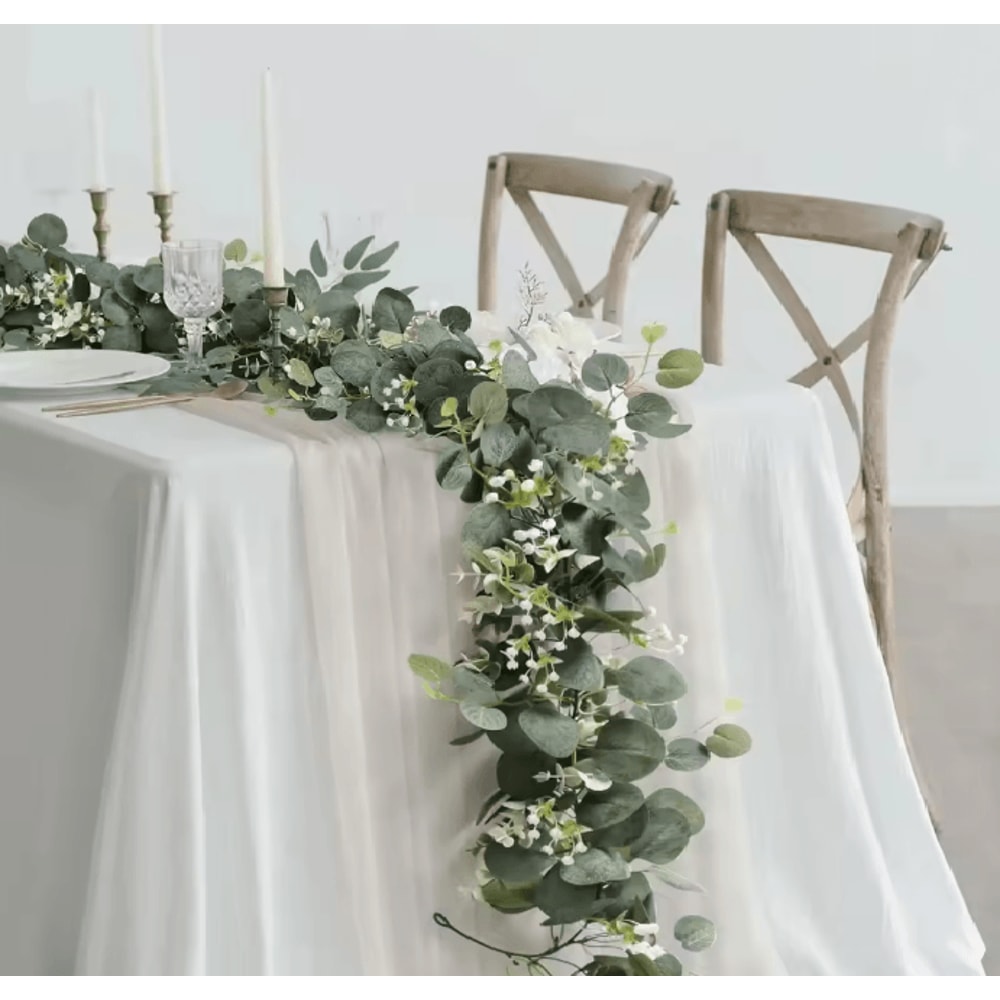 Elegant Eucalyptus And White Berry Greenery Garland 1