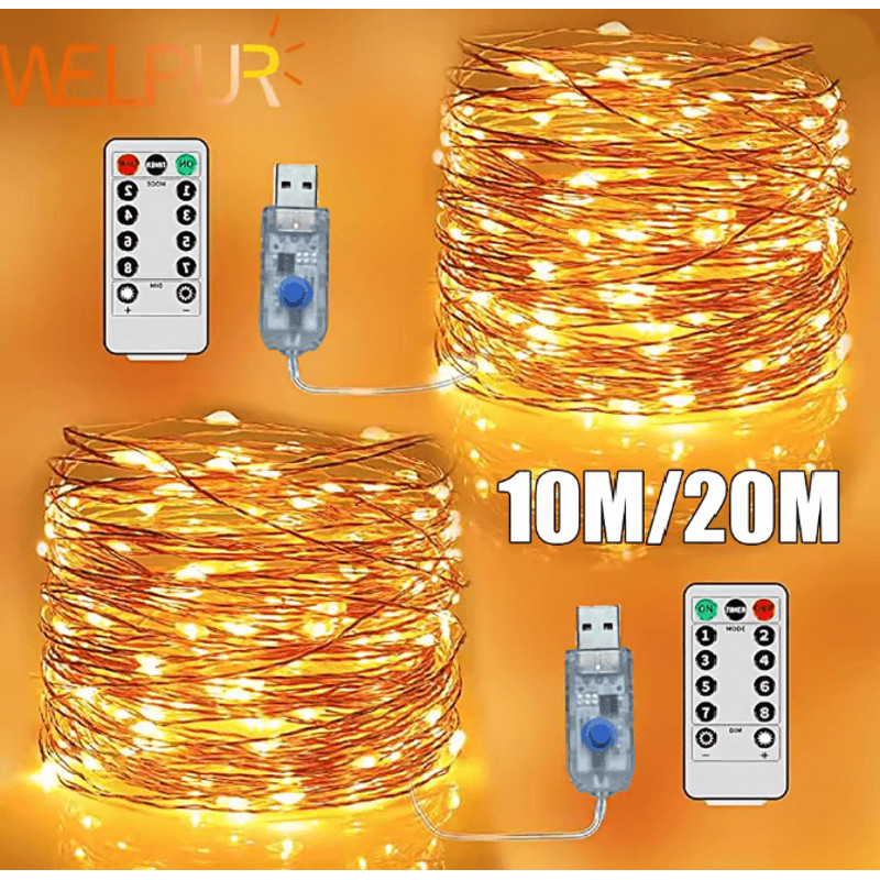 USB LED String Lights Copper Silver Wire Garland 0