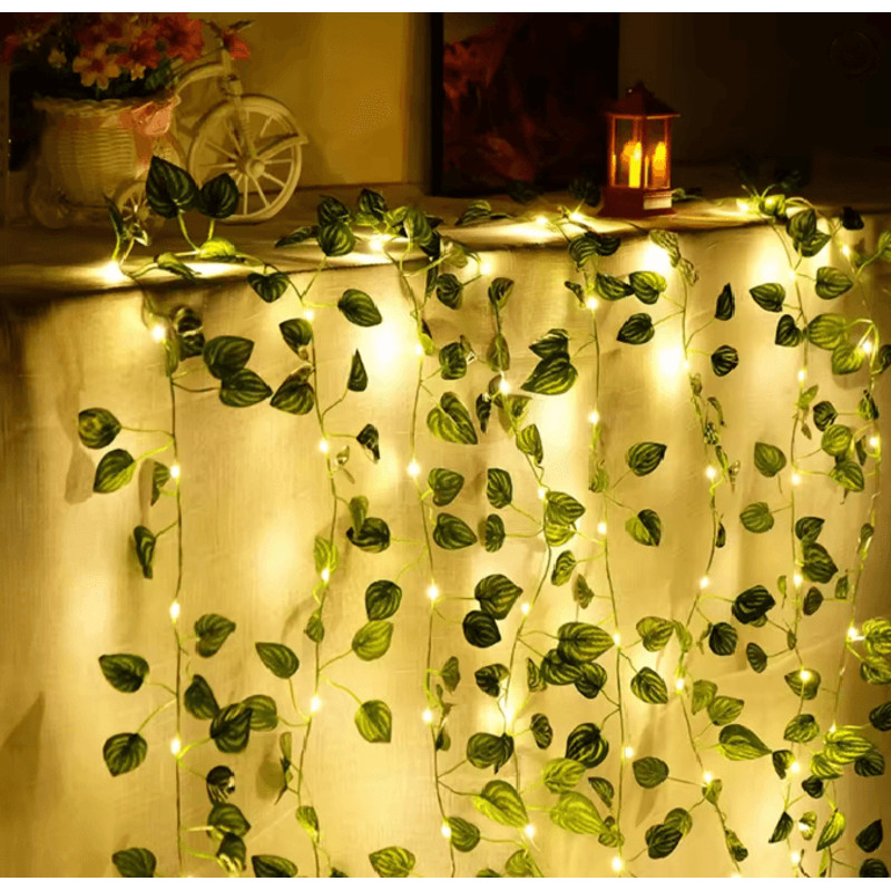 Green Leaf LED Fake Plant String Lights 6