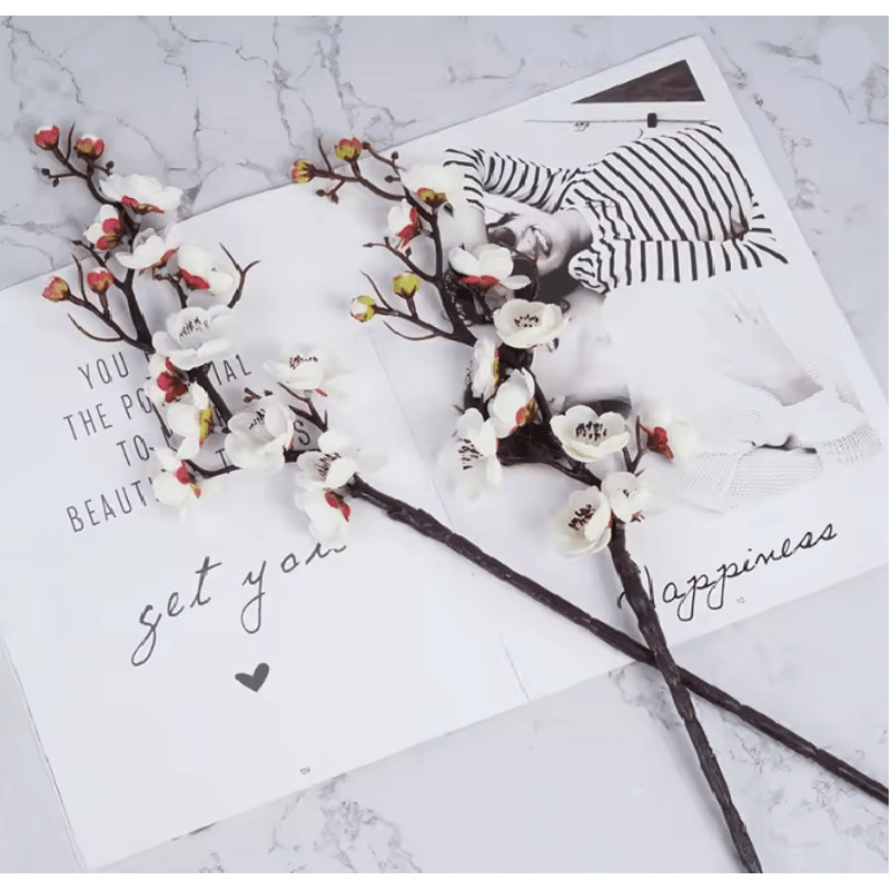 Silk Plum Blossom Artificial Flower Branch 1
