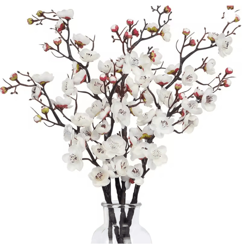Silk Plum Blossom Artificial Flower Branch 6