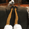 Funny Chicken Print Thigh High Socks 0