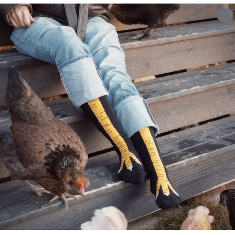 Funny Chicken Print Thigh High Socks 2
