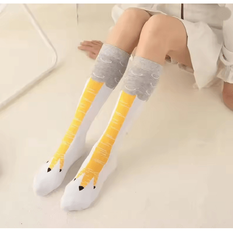 Funny Chicken Print Thigh High Socks 3