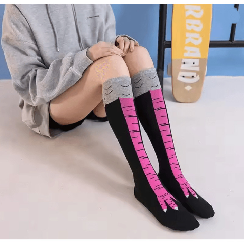 Funny Chicken Print Thigh High Socks 4