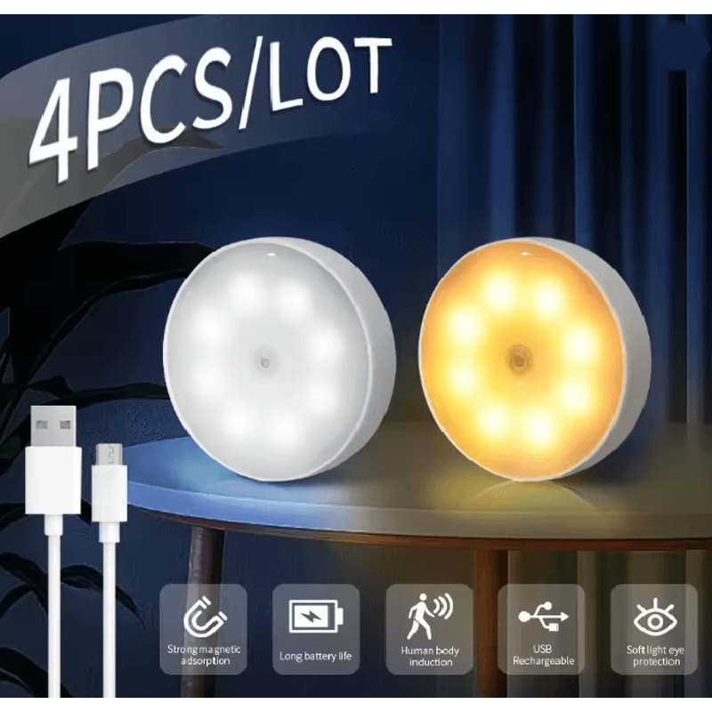 NightGlow Rechargeable Motion Sensor LED Night Light 0