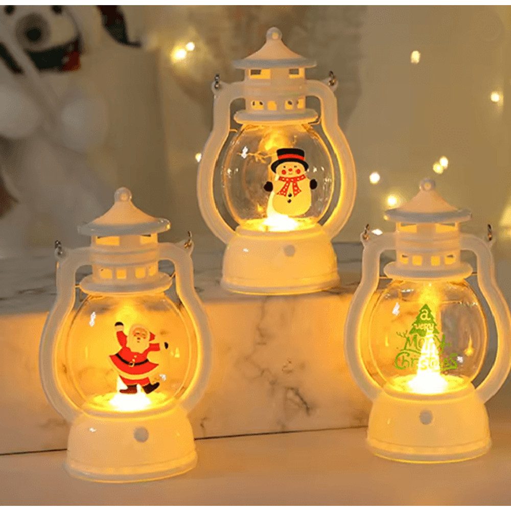 FestiveGlow Battery LED Santa Snowman Lantern 0