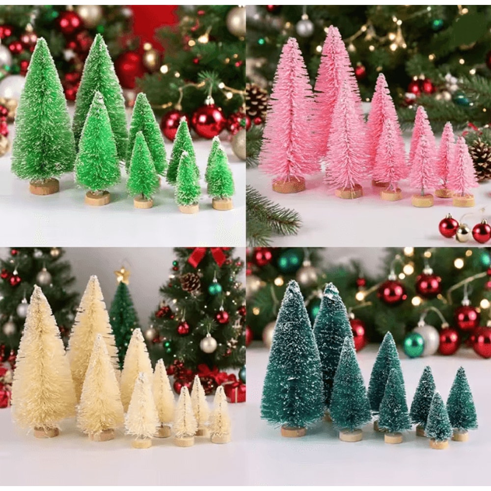 Mini Wood Christmas Trees Tabletop Decor Set 0