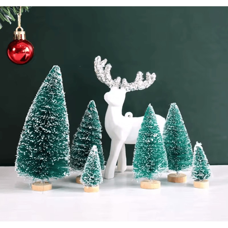 Mini Wood Christmas Trees Tabletop Decor Set 1