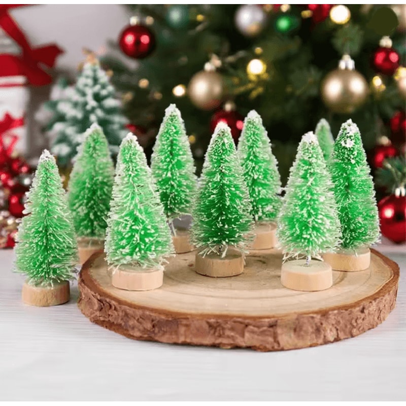 Mini Wood Christmas Trees Tabletop Decor Set 3