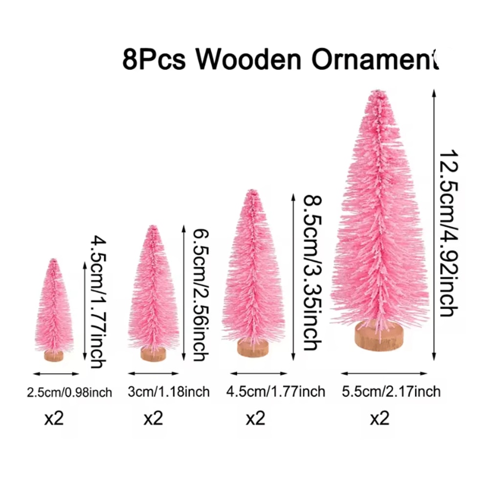 Mini Wood Christmas Trees Tabletop Decor Set 4