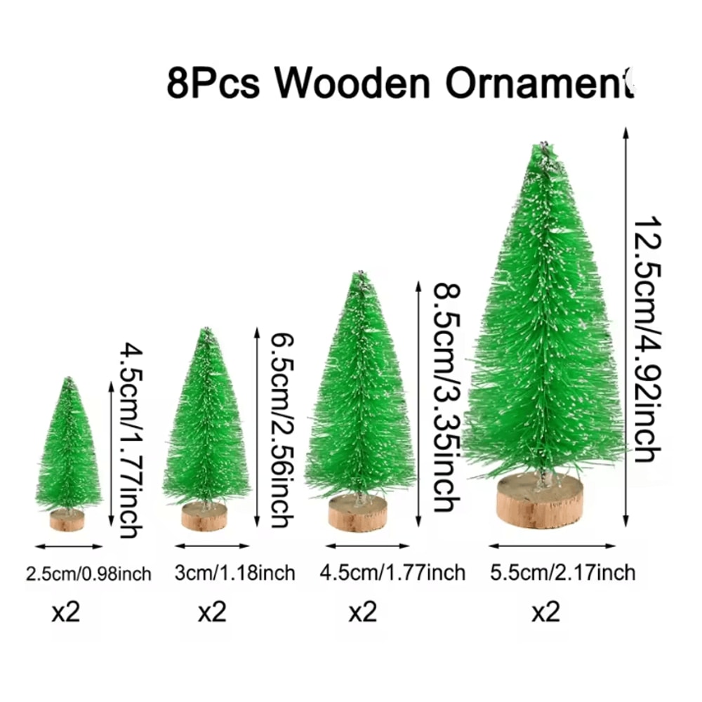 Mini Wood Christmas Trees Tabletop Decor Set 5