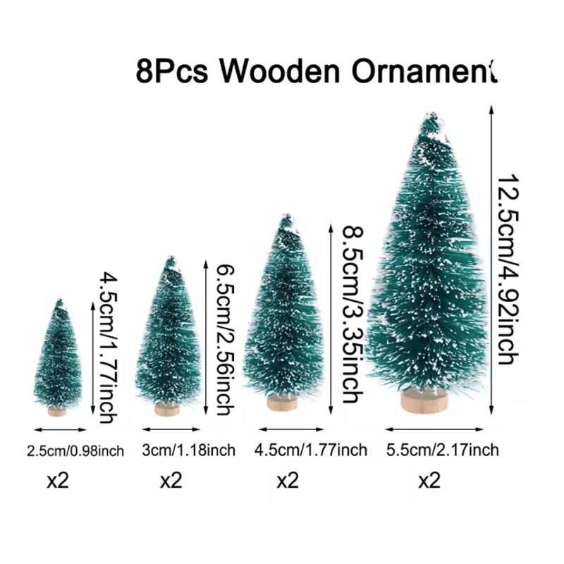 Mini Wood Christmas Trees Tabletop Decor Set 6