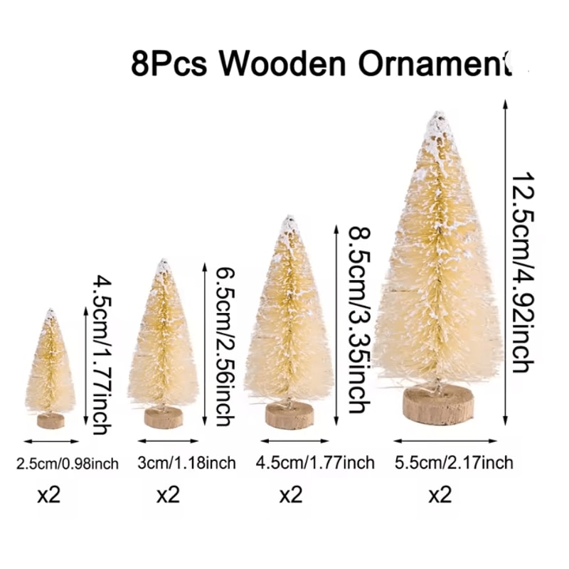 Mini Wood Christmas Trees Tabletop Decor Set 7