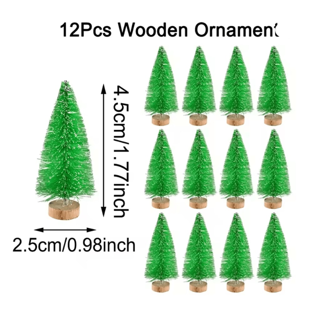 Mini Wood Christmas Trees Tabletop Decor Set 8