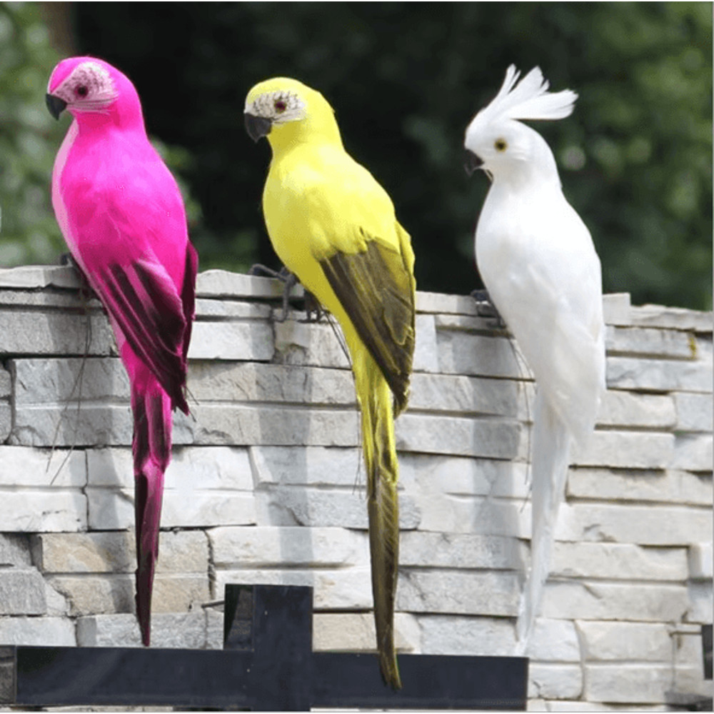 Handcrafted Feather Parrot Garden Decor 2