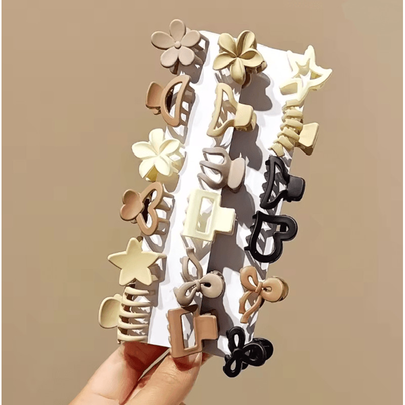 Beige Mini Hair Clip Set 2