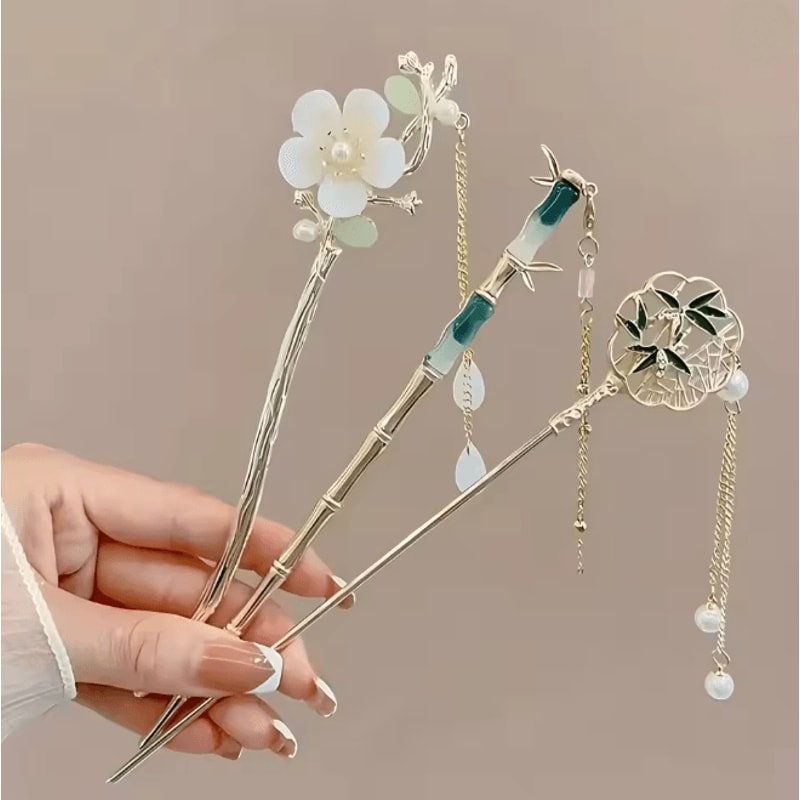 Vintage Floral Tassel Hair Stick 1