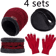 WinterGuard 4Piece Velvet Hat Scarf Gloves Set 3