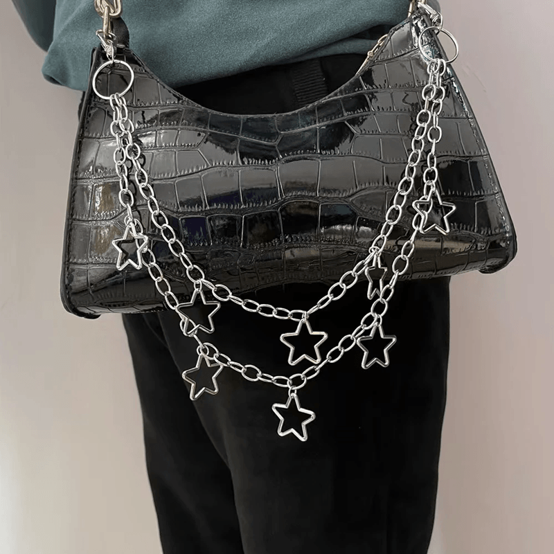 StreetEdge Metal Crescent Geometric Bag Chain For Men Women 1