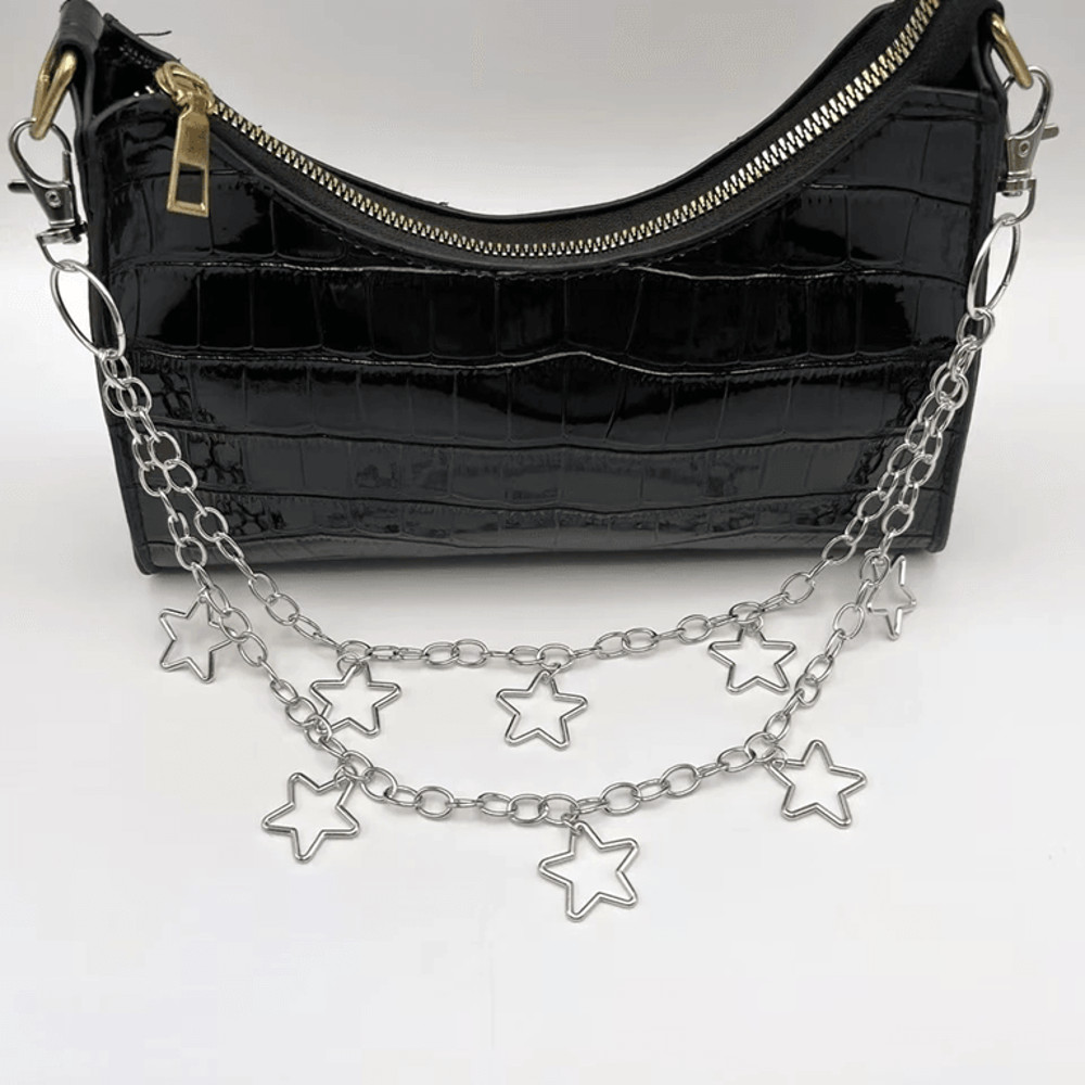 StreetEdge Metal Crescent Geometric Bag Chain For Men Women 2