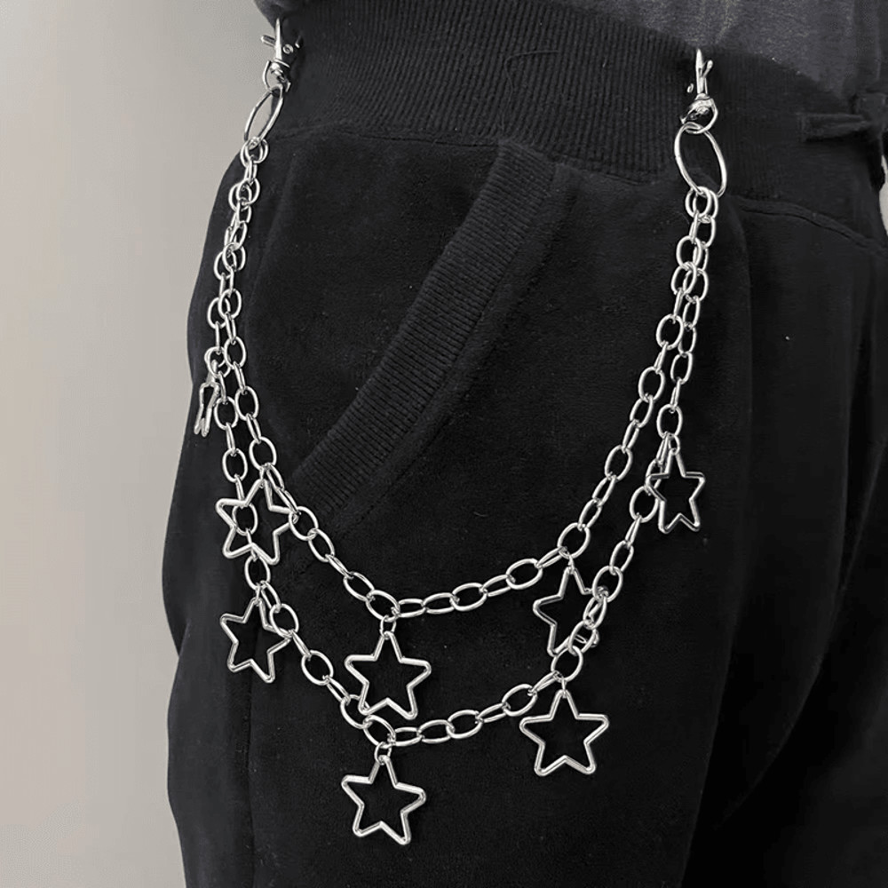 StreetEdge Metal Crescent Geometric Bag Chain For Men Women 4