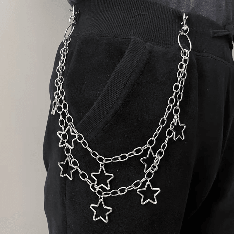 StreetEdge Metal Crescent Geometric Bag Chain For Men Women 4