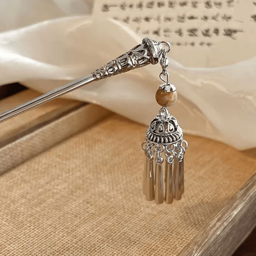 InkBloom Neo Chinese Flower Tassel Hair Stick For Women 9