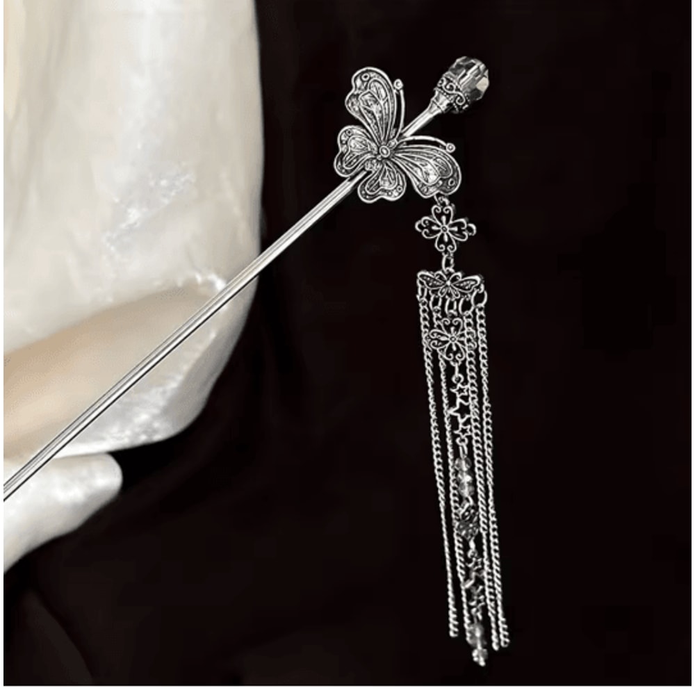 InkBloom Neo Chinese Flower Tassel Hair Stick For Women 10