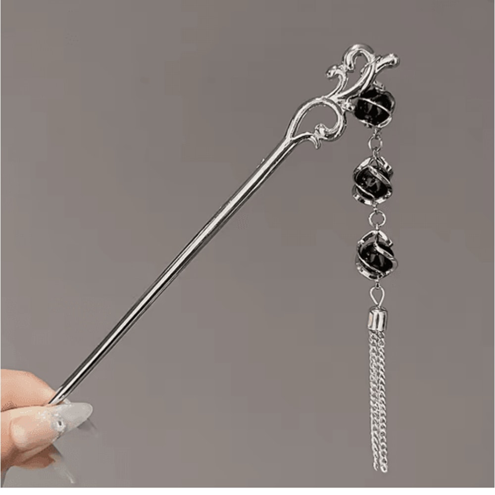 InkBloom Neo Chinese Flower Tassel Hair Stick For Women 11