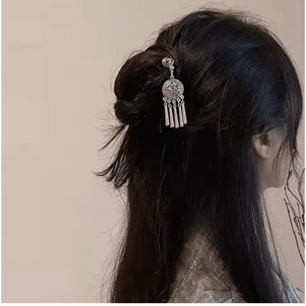 InkBloom Neo Chinese Flower Tassel Hair Stick For Women 1