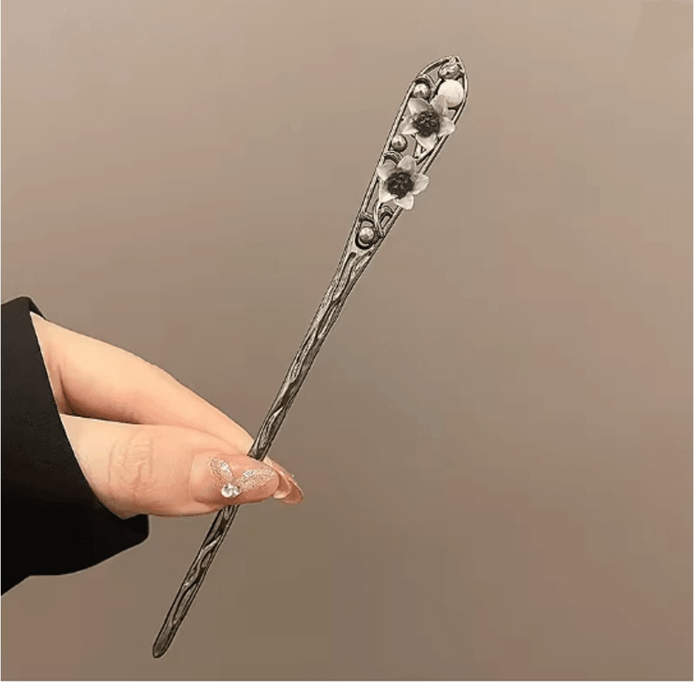 InkBloom Neo Chinese Flower Tassel Hair Stick For Women 2