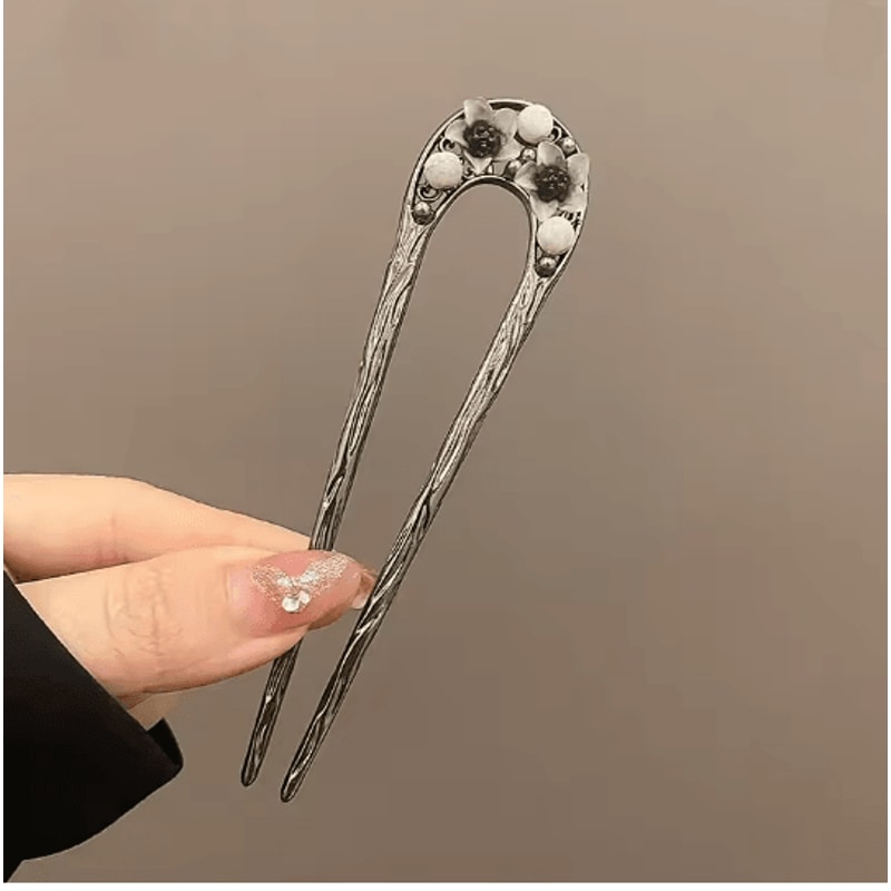 InkBloom Neo Chinese Flower Tassel Hair Stick For Women 3