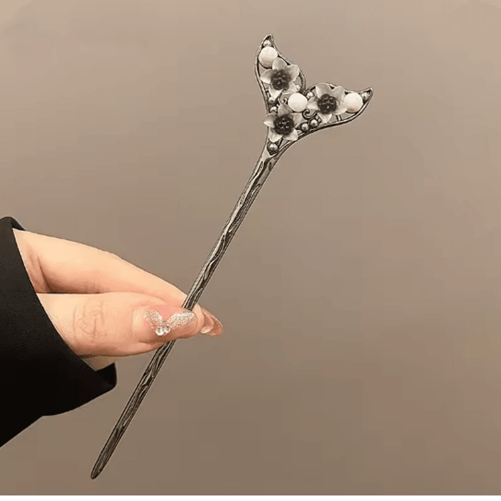InkBloom Neo Chinese Flower Tassel Hair Stick For Women 4
