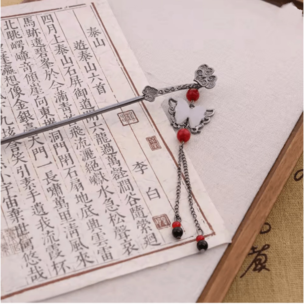 InkBloom Neo Chinese Flower Tassel Hair Stick For Women 12