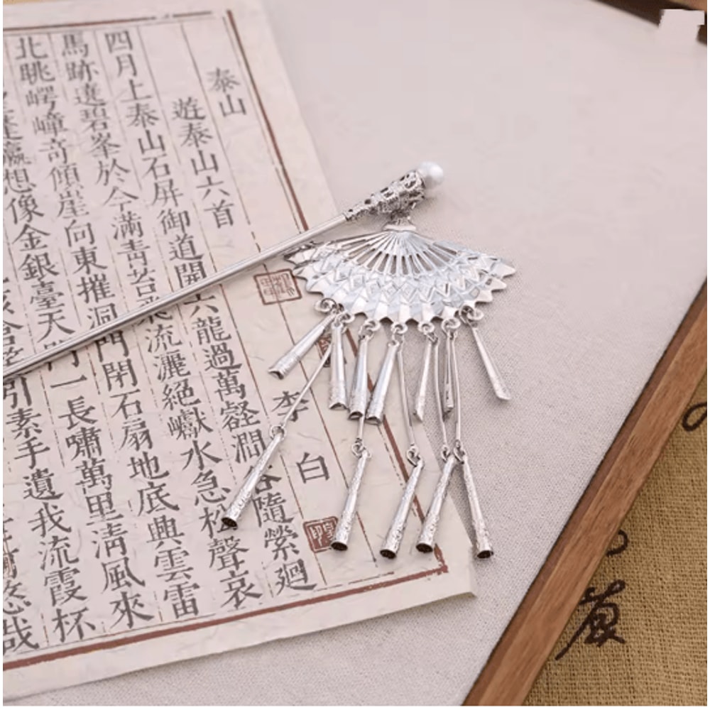 InkBloom Neo Chinese Flower Tassel Hair Stick For Women 14