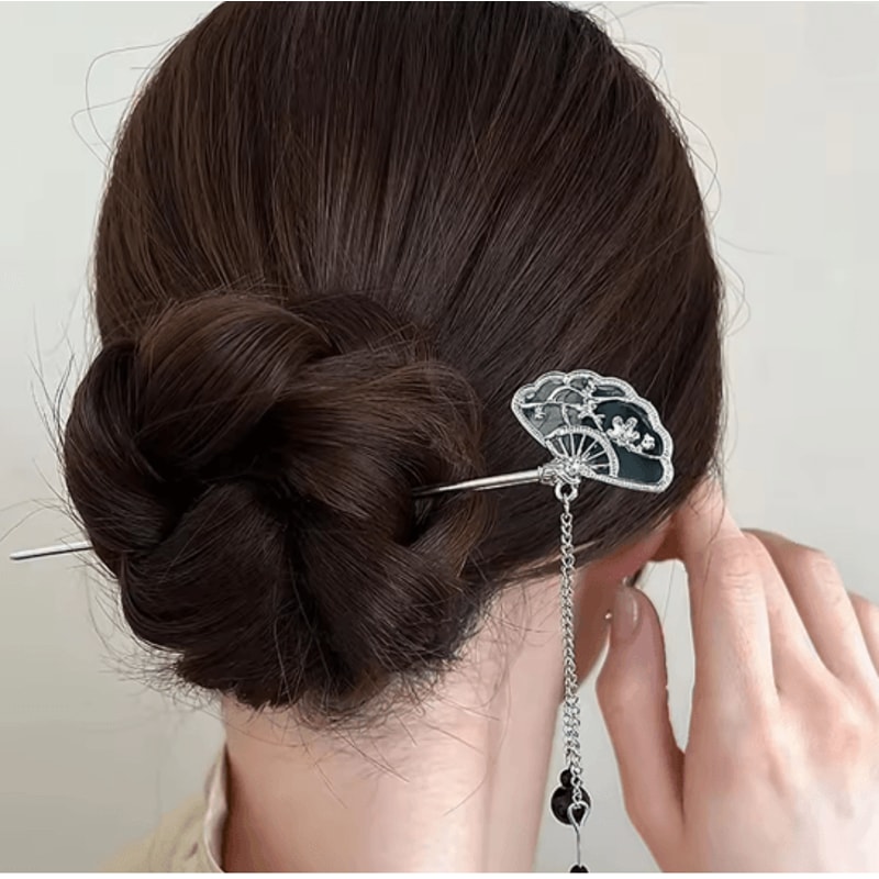 InkBloom Neo Chinese Flower Tassel Hair Stick For Women 15